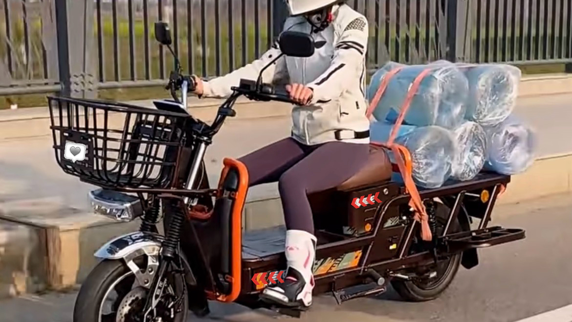 Heavy load commercial delivery electric scooter, large storage capacity two wheel electric vehicle for daily goods transport, suitable for small business wholesale export